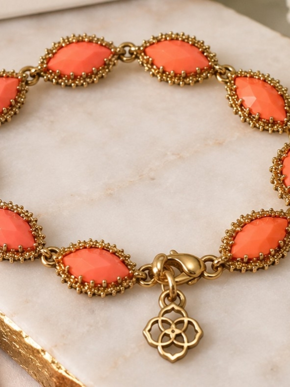 Kendra Scott Gold-Tone Bracelet with Coral Marquise Stones